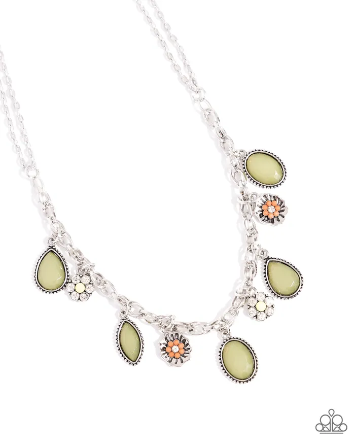Necklaces Fancy Finish Green Bead Orange Flower Silver Necklace Paparazzi Paparazzi Accessories Necklaces Fancy Finish Green Bead Orange Flower Silver Necklace Paparazzi Paparazzi Accessories