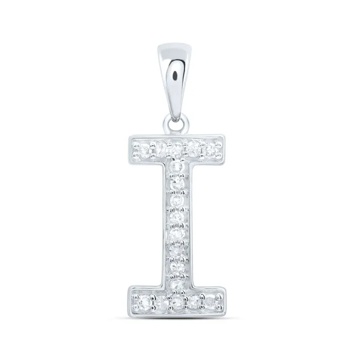 Necklaces GND 10Kt Gold 112CtwDia P1 Gift Initial I Pendant