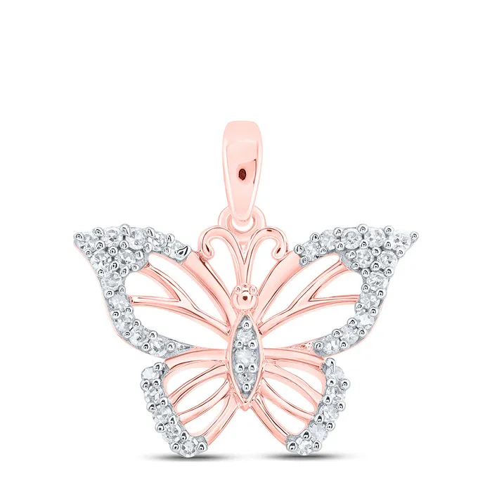 Necklaces GND 10Kt Gold 15CtwDia Nk Gift Butterfly Pendant