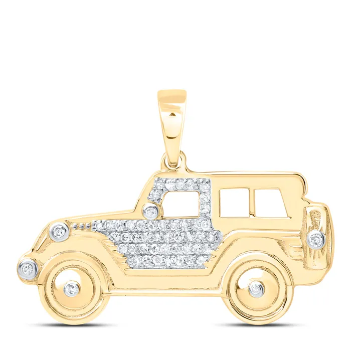 Necklaces GND 10Kt Gold 18CtwDia Nk Gift Jeep Pendant