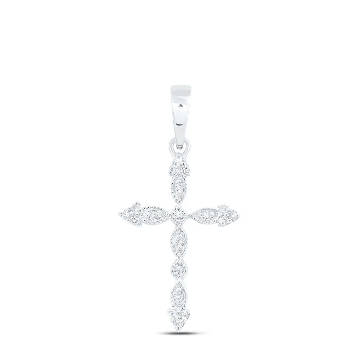 Necklaces GND 10Kt White Gold 112 Ctw Dia Nk Gift Cross Pendant 073 grams Necklaces GND 10Kt White Gold 112 Ctw Dia Nk Gift Cross Pendant 073 grams
