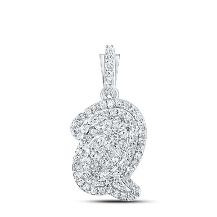 Necklaces GND 10Kt White Gold 15CtwDia Cn Initial Q Pendant 123 grams
