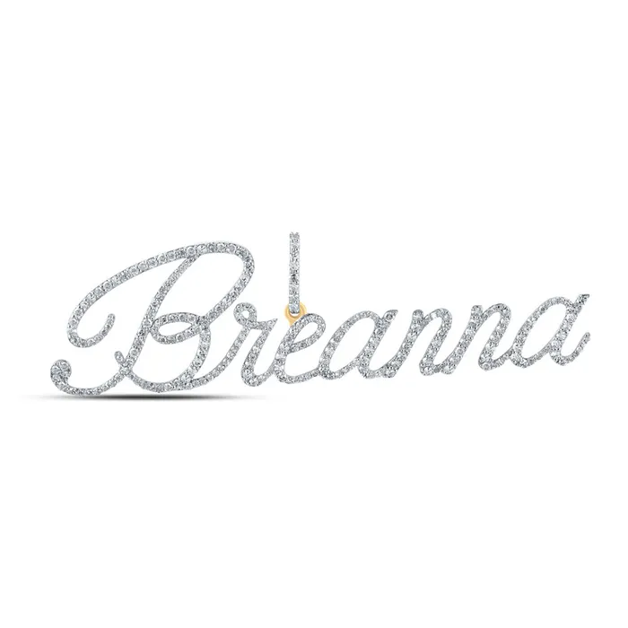 Necklaces GND Gold BREANNA Name Pendant 115 Cttw Round Natural Diamond Womens 446 grams Necklaces GND Gold BREANNA Name Pendant 115 Cttw Round Natural Diamond Womens 446 grams