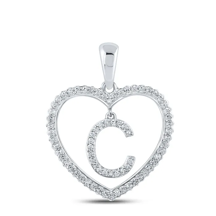 Necklaces GND Gold Heart C Letter Pendant 14 Cttw Round Natural Diamond Womens 186 grams