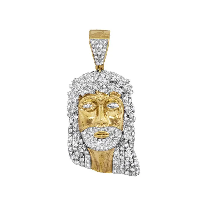 Necklaces GND Gold Jesus Face Charm Pendant 78 Cttw Round Natural Diamond Mens 1221 grams Necklaces GND Gold Jesus Face Charm Pendant 78 Cttw Round Natural Diamond Mens 1221 grams