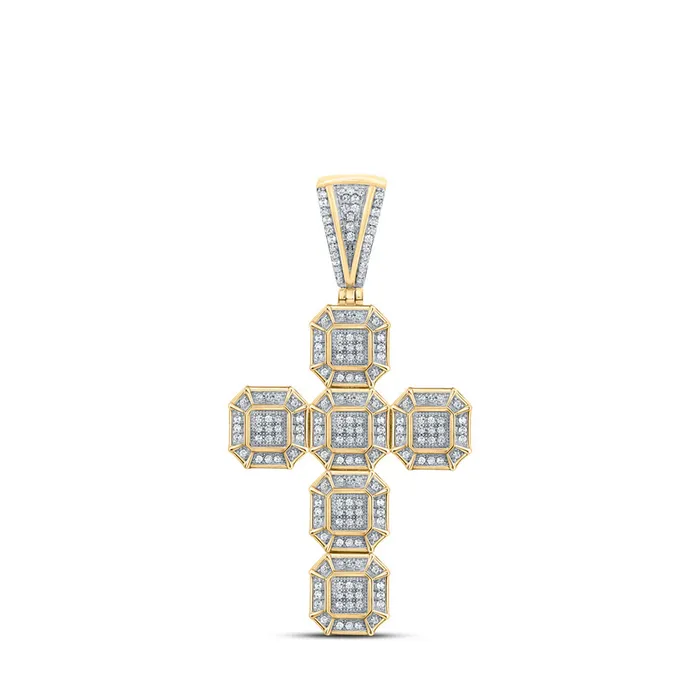 Necklaces Gold Cross Cross Charm Pendant 12 Cttw Round Natural Diamond Mens 66 grams GND Necklaces Gold Cross Cross Charm Pendant 12 Cttw Round Natural Diamond Mens 66 grams GND