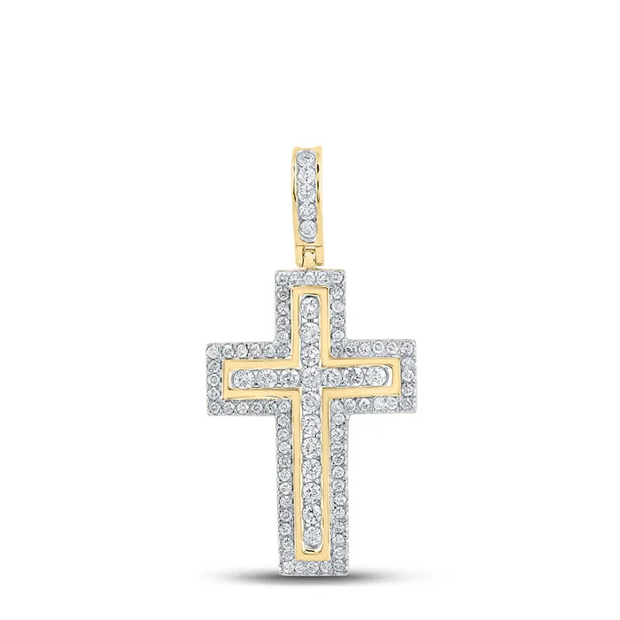 Necklaces Gold Cross Pendant 1 Cttw Round Natural Diamond Womens 365 grams GND Necklaces Gold Cross Pendant 1 Cttw Round Natural Diamond Womens 365 grams GND