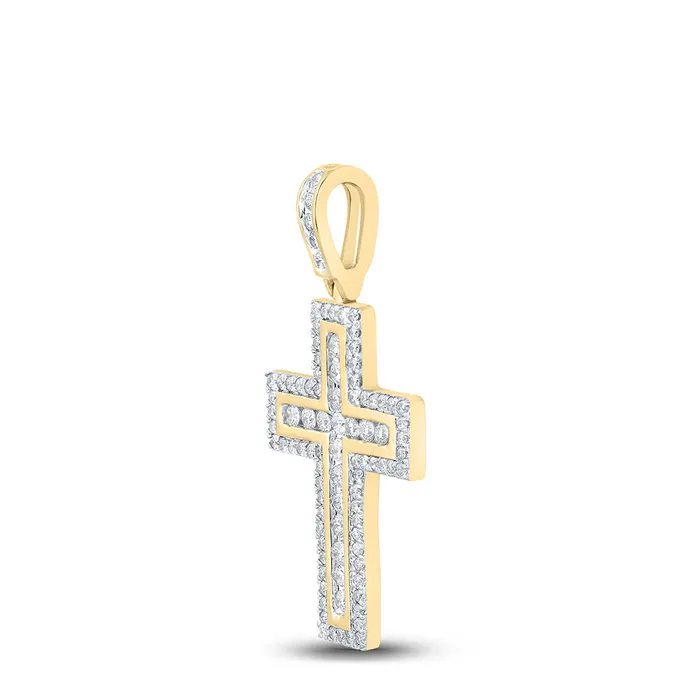 Necklaces Gold Cross Pendant 1 Cttw Round Natural Diamond Womens 365 grams GND