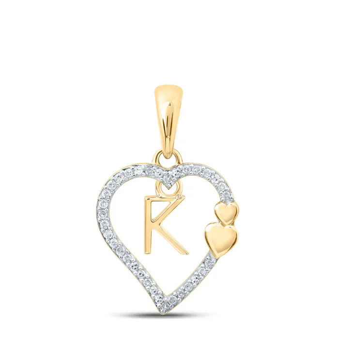 Necklaces Gold K Heart Letter Pendant 110 Cttw Round Natural Diamond Womens 121 grams GND Necklaces Gold K Heart Letter Pendant 110 Cttw Round Natural Diamond Womens 121 grams GND