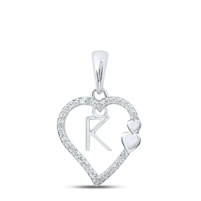Necklaces Gold K Heart Letter Pendant 110 Cttw Round Natural Diamond Womens 121 grams GND