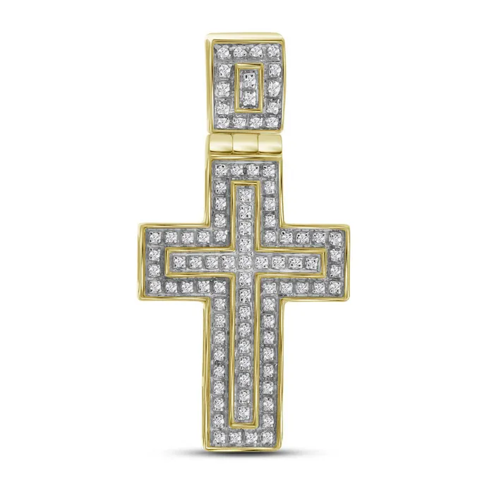 Necklaces Gold Layered Cross Charm Pendant 14 Cttw Round Natural Diamond Mens 496 grams GND Necklaces Gold Layered Cross Charm Pendant 14 Cttw Round Natural Diamond Mens 496 grams GND
