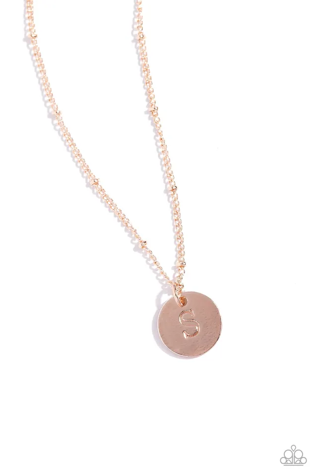 Necklaces Initial Elegance Rose Gold S Letter Alphabet Short Necklace Paparazzi Paparazzi Accessories
