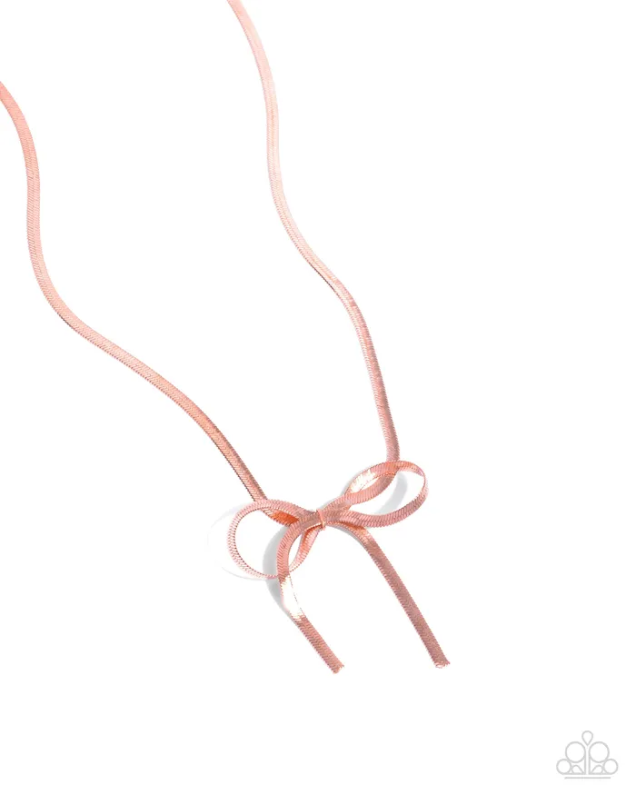 Necklaces Ladylike Legato Copper Snake Chain Bow Short Necklace Paparazzi Paparazzi Accessories Necklaces Ladylike Legato Copper Snake Chain Bow Short Necklace Paparazzi Paparazzi Accessories