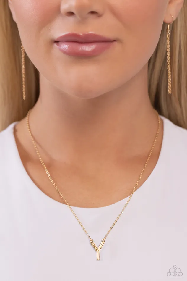 Necklaces Leave Your Initials Gold Y Letter Alphabet Short Necklace Paparazzi Paparazzi Accessories