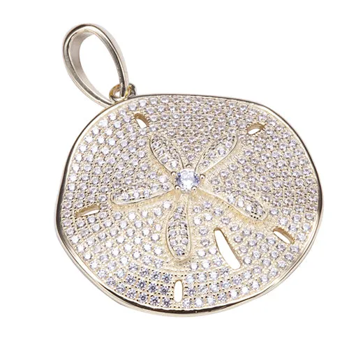 Necklaces Nakoa Jeweler Sand Dollar Star Fish Pave Cubic Zirconia Sterling Silver Pendant Yellow Gold PlatedChain Sold Separately Necklaces Nakoa Jeweler Sand Dollar Star Fish Pave Cubic Zirconia Sterling Silver Pendant Yellow Gold PlatedChain Sold Separately