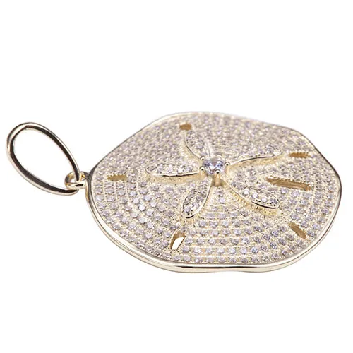 Necklaces Nakoa Jeweler Sand Dollar Star Fish Pave Cubic Zirconia Sterling Silver Pendant Yellow Gold PlatedChain Sold Separately Necklaces Nakoa Jeweler Sand Dollar Star Fish Pave Cubic Zirconia Sterling Silver Pendant Yellow Gold PlatedChain Sold Separately