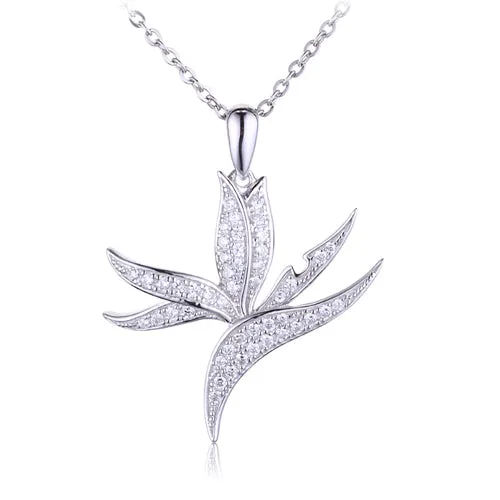 Necklaces Nakoa Jeweler Sterling Silver Pave Cubic Zirconia Bird of Paradise PendantChain Sold Separately Necklaces Nakoa Jeweler Sterling Silver Pave Cubic Zirconia Bird of Paradise PendantChain Sold Separately