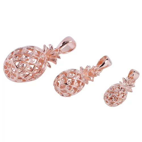 Necklaces Nakoa Pink Gold Plated Sterling Silver Pineapple Pendant L Chain Sold Separately Necklaces Nakoa Pink Gold Plated Sterling Silver Pineapple Pendant L Chain Sold Separately