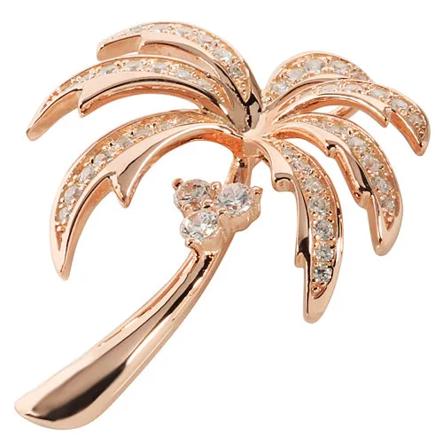 Necklaces Nakoa Sterling Silver Pave CZ Palm Tree Pendant Pink Gold Plated Chain Sold Separately Necklaces Nakoa Sterling Silver Pave CZ Palm Tree Pendant Pink Gold Plated Chain Sold Separately
