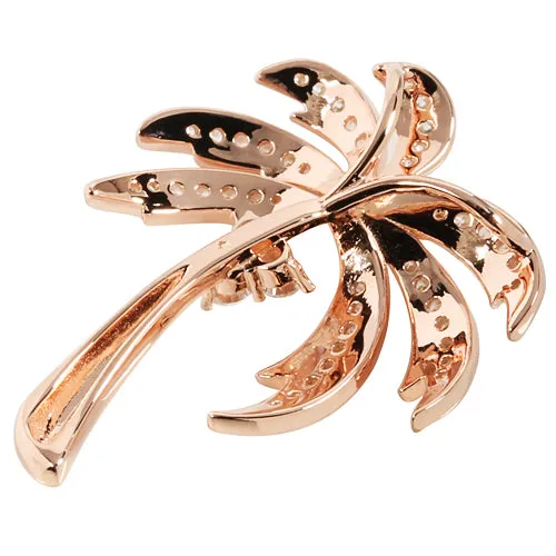 Necklaces Nakoa Sterling Silver Pave CZ Palm Tree Pendant Pink Gold Plated Chain Sold Separately Necklaces Nakoa Sterling Silver Pave CZ Palm Tree Pendant Pink Gold Plated Chain Sold Separately