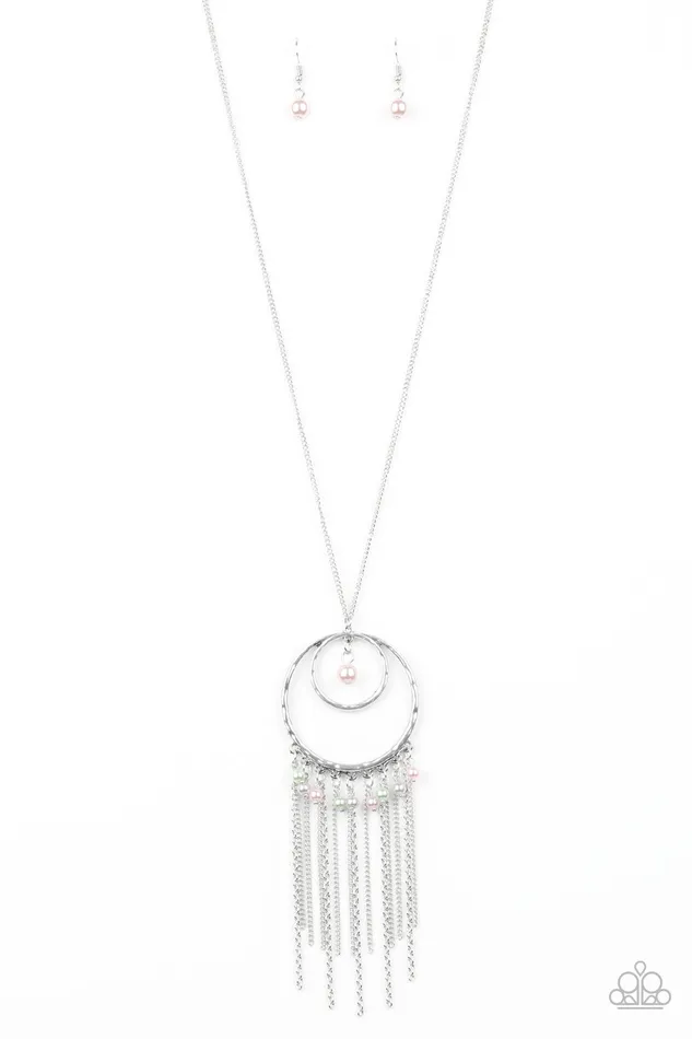 Necklaces Out of Bounds Shimmer Paparazzi Multi Pink and Green Pearl Silver Fringe Pendant Necklace Paparazzi Accessories Necklaces Out of Bounds Shimmer Paparazzi Multi Pink and Green Pearl Silver Fringe Pendant Necklace Paparazzi Accessories