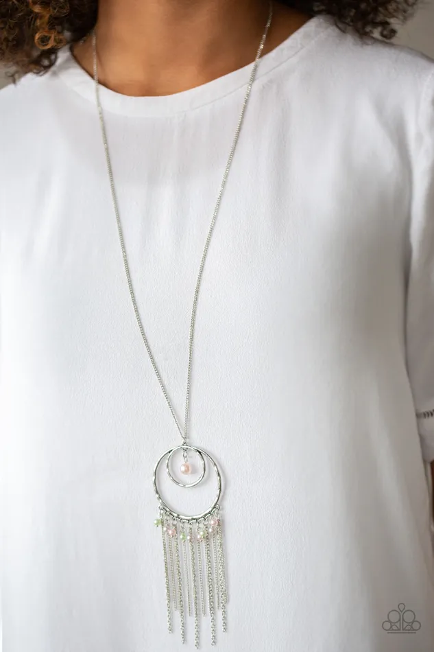 Necklaces Out of Bounds Shimmer Paparazzi Multi Pink and Green Pearl Silver Fringe Pendant Necklace Paparazzi Accessories Necklaces Out of Bounds Shimmer Paparazzi Multi Pink and Green Pearl Silver Fringe Pendant Necklace Paparazzi Accessories