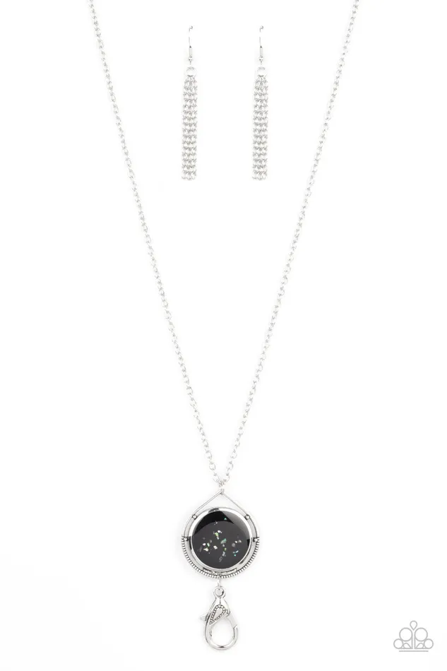 Necklaces Pacific Periscope Black Iridescent Fleck Silver Lanyard Necklace Paparazzi Paparazzi Accessories Necklaces Pacific Periscope Black Iridescent Fleck Silver Lanyard Necklace Paparazzi Paparazzi Accessories