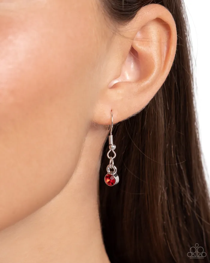 Necklaces Paparazzi Accessories Affectionate Advance Red Rhinestone Silver Heart Short Necklace Paparazzi