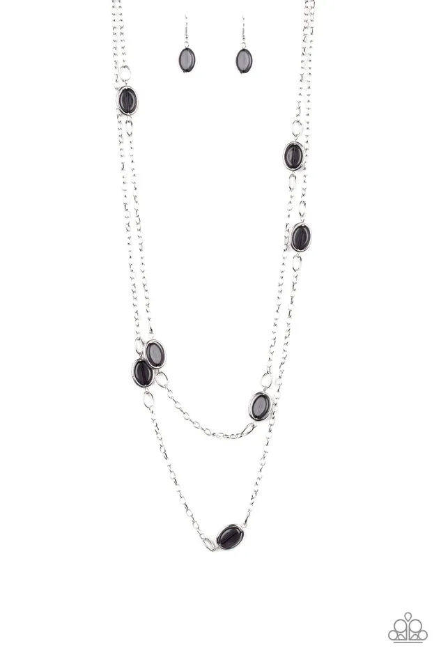 Necklaces Paparazzi Accessories Back for More Paparazzi Black Glassy Bead Silver Layered Necklace Necklaces Paparazzi Accessories Back for More Paparazzi Black Glassy Bead Silver Layered Necklace