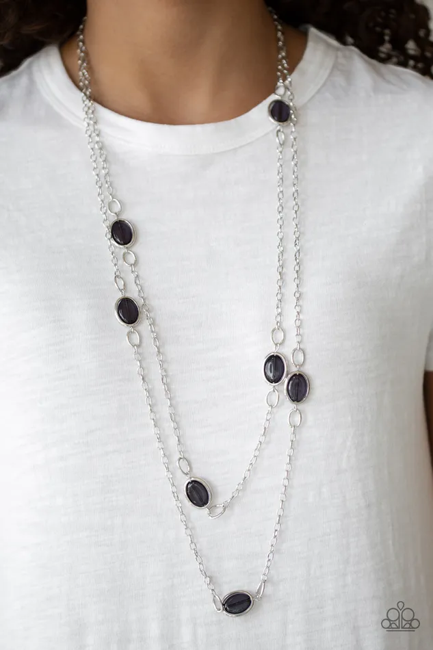 Necklaces Paparazzi Accessories Back for More Paparazzi Black Glassy Bead Silver Layered Necklace Necklaces Paparazzi Accessories Back for More Paparazzi Black Glassy Bead Silver Layered Necklace
