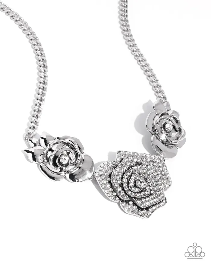 Necklaces Paparazzi Accessories Bouquet Beacon White Rhinestone Silver Rose Flower Short Necklace Paparazzi Life of the Party January 2025 Necklaces Paparazzi Accessories Bouquet Beacon White Rhinestone Silver Rose Flower Short Necklace Paparazzi Life of the Party January 2025