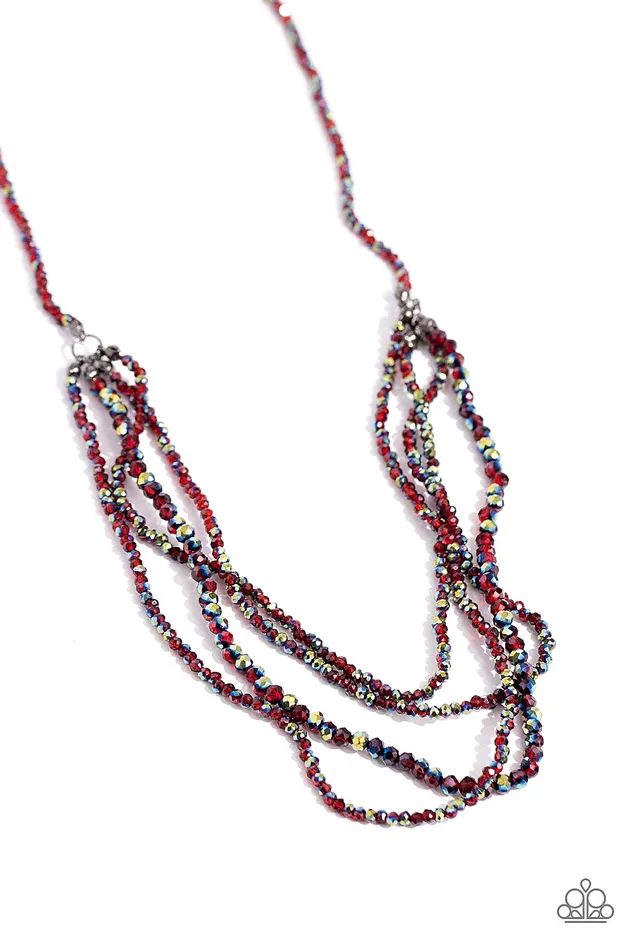 Necklaces Paparazzi Accessories Candescent Cascade Red UV Shimmer Iridescent Bead Layered Short Necklace Paparazzi Necklaces Paparazzi Accessories Candescent Cascade Red UV Shimmer Iridescent Bead Layered Short Necklace Paparazzi