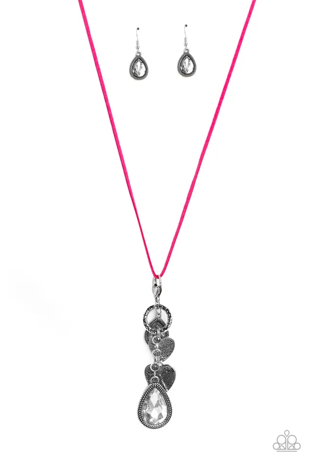 Necklaces Paparazzi Accessories Casanova Clique Pink Suede Cord Silver Heart Gem Charm Necklace Paparazzi Necklaces Paparazzi Accessories Casanova Clique Pink Suede Cord Silver Heart Gem Charm Necklace Paparazzi