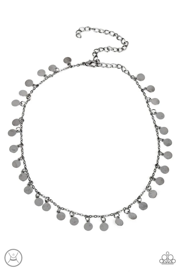 Necklaces Paparazzi Accessories Champagne Catwalk Black Gunmetal Disc Choker Necklace Paparazzi Necklaces Paparazzi Accessories Champagne Catwalk Black Gunmetal Disc Choker Necklace Paparazzi
