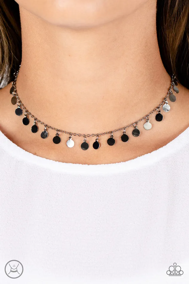 Necklaces Paparazzi Accessories Champagne Catwalk Black Gunmetal Disc Choker Necklace Paparazzi