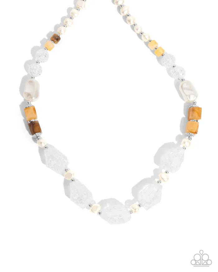 Necklaces Paparazzi Accessories Crackling Chic White and Brown Bead Short Necklace Paparazzi Necklaces Paparazzi Accessories Crackling Chic White and Brown Bead Short Necklace Paparazzi