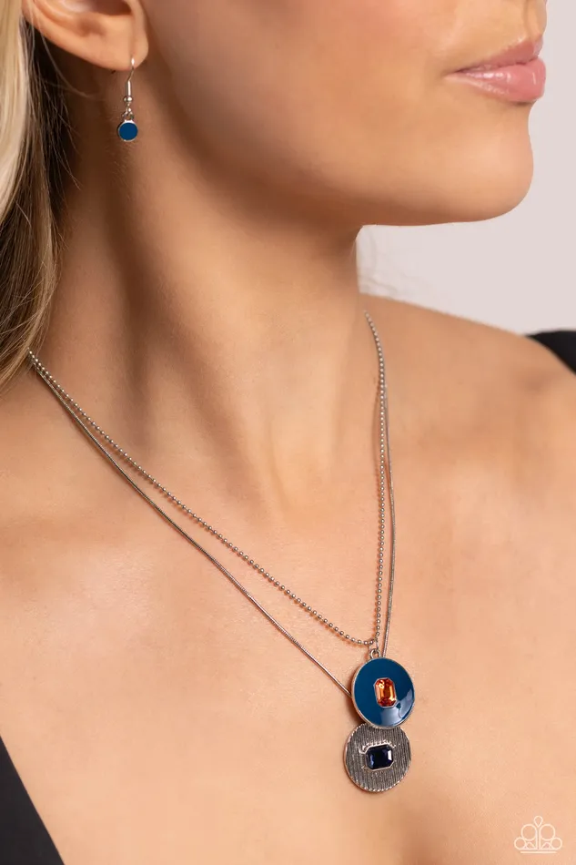 Necklaces Paparazzi Accessories Cryptic Couture Blue and Orange Layered Necklace Paparazzi