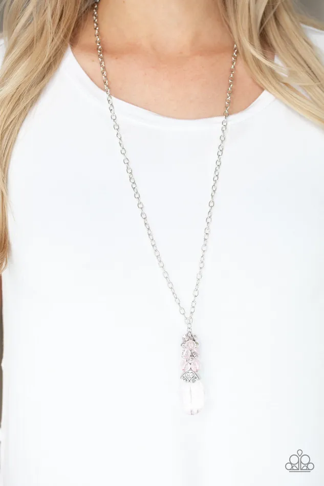 Necklaces Paparazzi Accessories Crystal Cascade Pink Gem Silver Necklace Paparazzi
