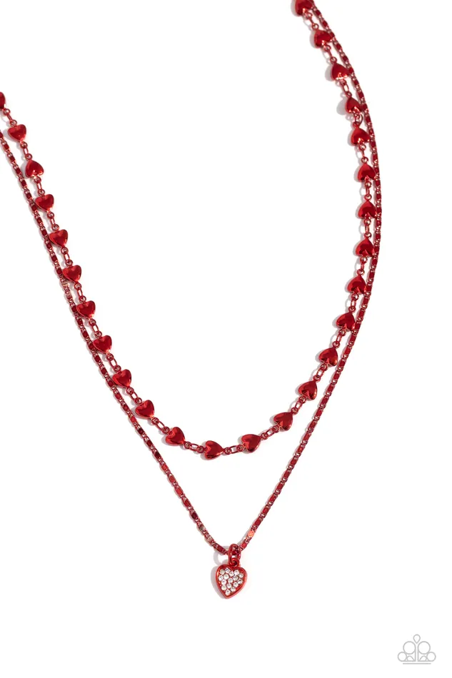 Necklaces Paparazzi Accessories Cupid Combo Red Heart White Rhinestone Layered Short Necklace Paparazzi Necklaces Paparazzi Accessories Cupid Combo Red Heart White Rhinestone Layered Short Necklace Paparazzi