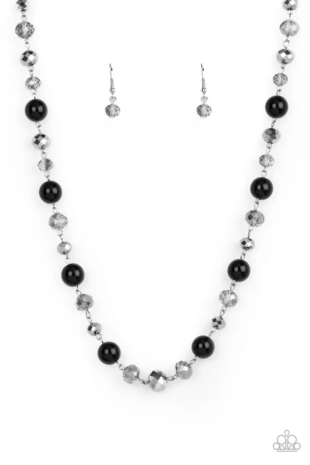 Necklaces Paparazzi Accessories Decked Out Dazzle Black and Smoky Crystal Bead Necklace Paparazzi