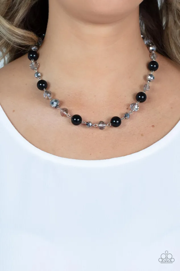Necklaces Paparazzi Accessories Decked Out Dazzle Black and Smoky Crystal Bead Necklace Paparazzi
