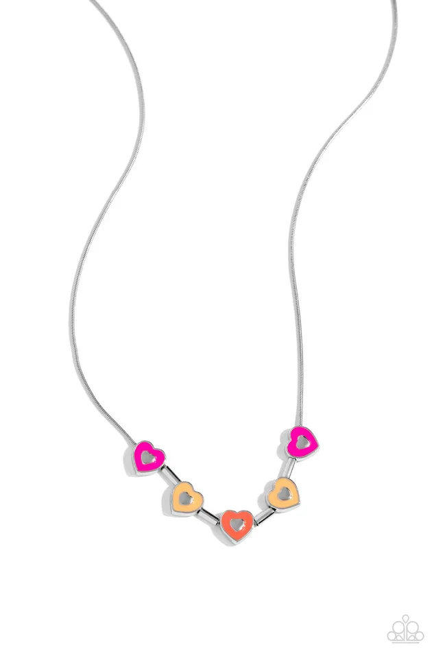 Necklaces Paparazzi Accessories ECLECTIC Heart Brown and Pink Heart Silver Short Necklace Paparazzi Necklaces Paparazzi Accessories ECLECTIC Heart Brown and Pink Heart Silver Short Necklace Paparazzi