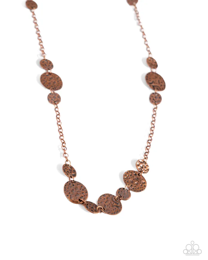 Necklaces Paparazzi Accessories Elongated Elegance Copper Hammered Disc Long Necklace Paparazzi Necklaces Paparazzi Accessories Elongated Elegance Copper Hammered Disc Long Necklace Paparazzi