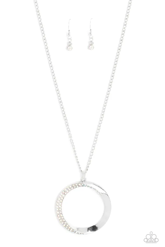 Necklaces Paparazzi Accessories Encrusted Elegance Multi Iridescent Rhinestone Silver Circle Necklace Paparazzi Necklaces Paparazzi Accessories Encrusted Elegance Multi Iridescent Rhinestone Silver Circle Necklace Paparazzi