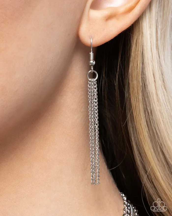 Necklaces Paparazzi Accessories Faithful Filigree Silver Fringe Layered Long Necklace Paparazzi