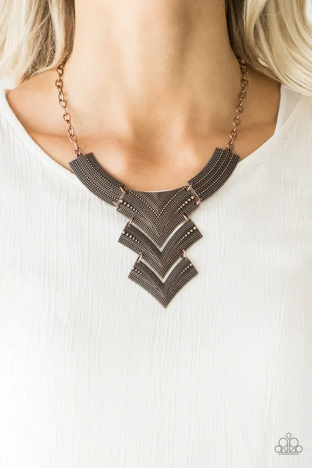 Necklaces Paparazzi Accessories Fiercely Pharaoh Copper Plate Statement Necklace Paparazzi