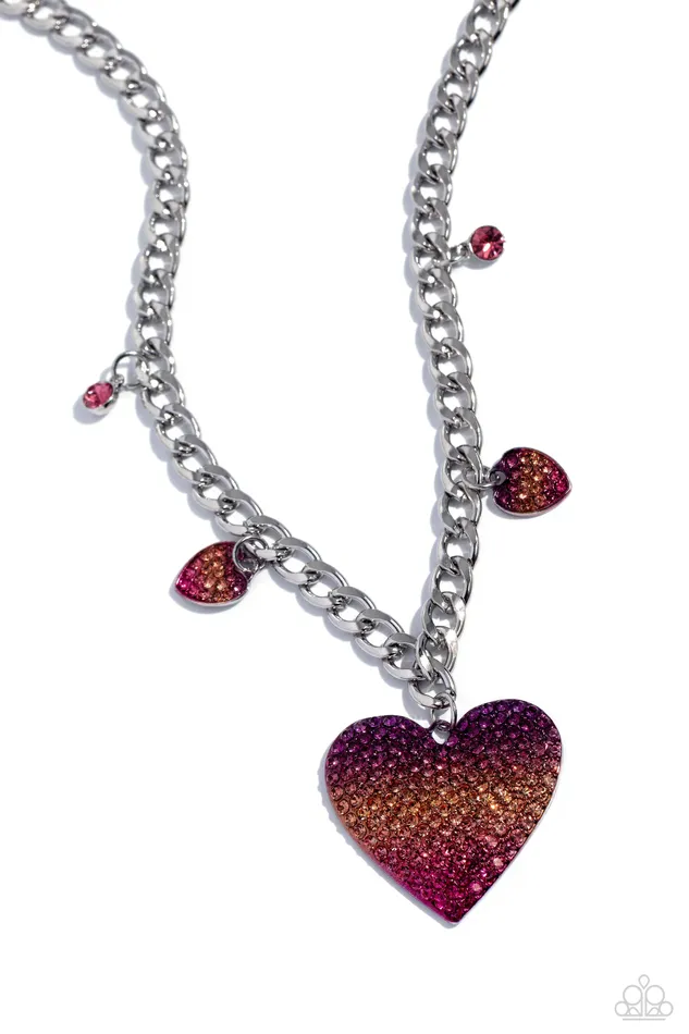 Necklaces Paparazzi Accessories For the Most HEART Pink Orange Purple Ombre Heart Silver Short Necklace Paparazzi Necklaces Paparazzi Accessories For the Most HEART Pink Orange Purple Ombre Heart Silver Short Necklace Paparazzi