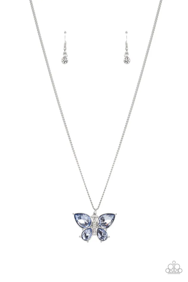 Necklaces Paparazzi Accessories FreeFlying Flutter Blue Gem Silver Butterfly Necklace Paparazzi Necklaces Paparazzi Accessories FreeFlying Flutter Blue Gem Silver Butterfly Necklace Paparazzi