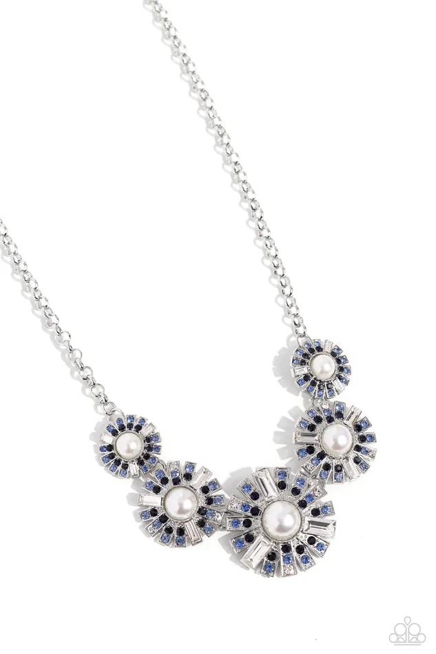 Necklaces Paparazzi Accessories Gatsby Gallery Blue and White Rhinestone Pearl Silver Short Necklace Paparazzi Necklaces Paparazzi Accessories Gatsby Gallery Blue and White Rhinestone Pearl Silver Short Necklace Paparazzi