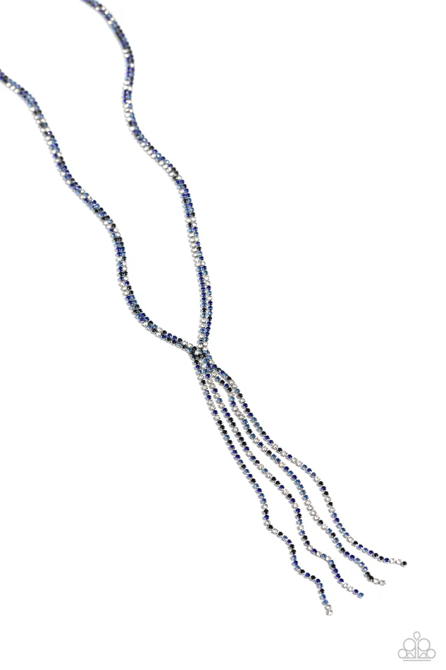 Necklaces Paparazzi Accessories Jazz STRANDS Blue and White Rhinestone Silver Y Long Necklace 2023 Convention Exclusive Paparazzi Necklaces Paparazzi Accessories Jazz STRANDS Blue and White Rhinestone Silver Y Long Necklace 2023 Convention Exclusive Paparazzi